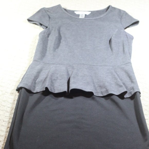 AA Studio Size 12 Grey and Black Ponte Dress with Peplum - Picture 1 of 4
